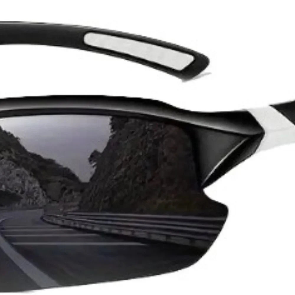 Kuguaok Unisex High-Performance Polarized Sunglasses Black with White trim